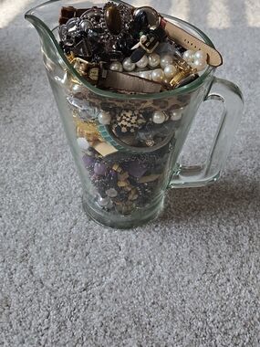 Vintage Jewelry Lot- Includes Glass Pitcher